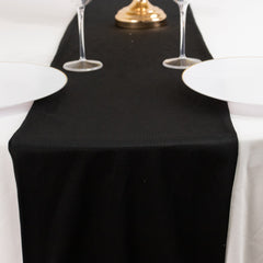 Scuba Polyester 12"x108" Table Runner Black - Wrinkle-Free Table Linen for Events & Weddings