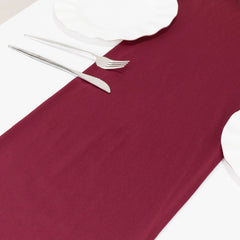 Scuba Polyester 12"x108" Table Runner Burgundy - Wrinkle-Free Table Linen