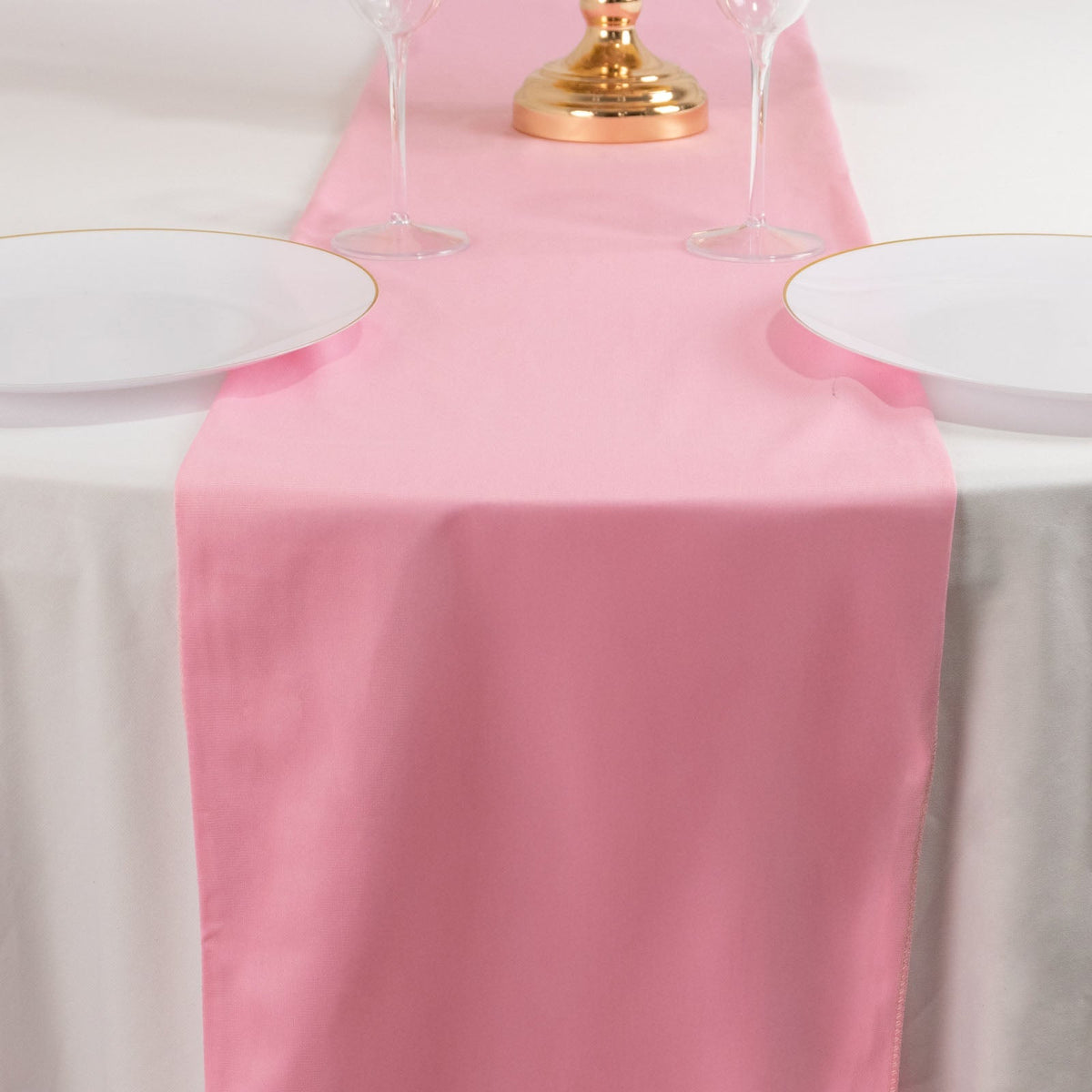 Scuba Polyester 12"x108" Table Runner Pink - Wrinkle-Free Table Linen