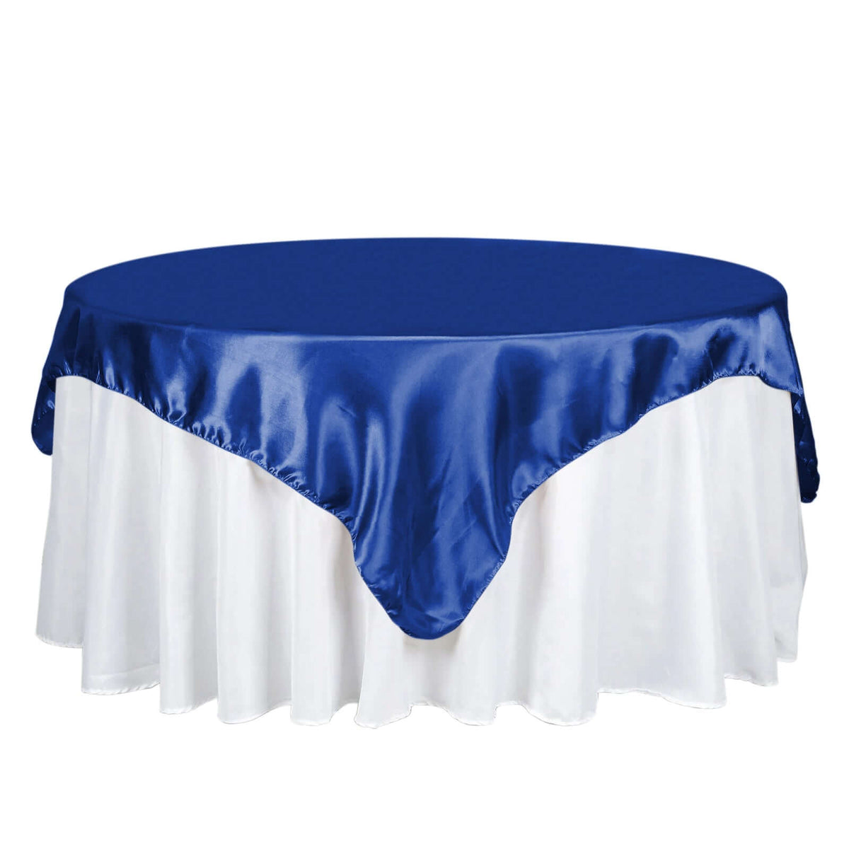 Satin 72"x72" Table Overlay Square Tablecloth Royal Blue - Smooth Finish Table Cover