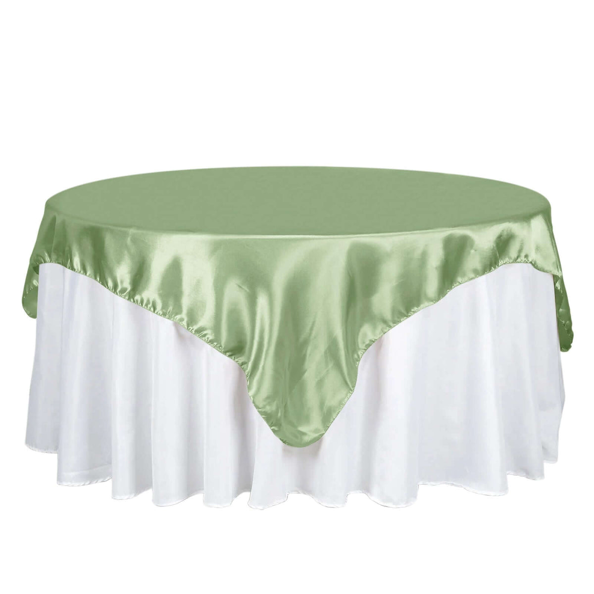 Satin 72"x72" Table Overlay Square Tablecloth Sage Green - Smooth Finish Table Cover